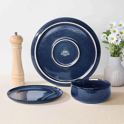 Herogo 6-Piece Stoneware Dinner Plates Set, 10.43" Ceramic Round Plate Set, Double Reactive Glaze Large Dinnerware Plates for Kitchen, Microwave, Oven and Dishwasher Safe, Starry Blue