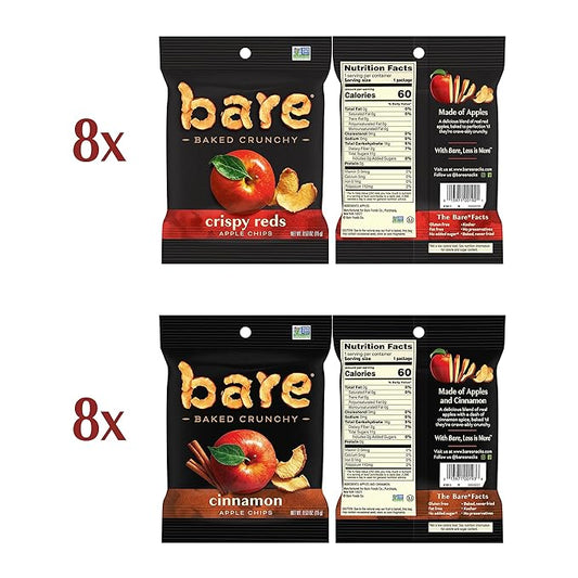 Bare Baked Crunchy, Apples Fuji & Reds and Cinnamon Variety Pack, 0.53 Ounce (Pack of 16)