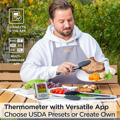 Deiss PRO Bluetooth Meat Thermometer Wireless – Digital Cooking Thermometer with 2 Probes, Oven Thermometer for Smoker Grill BBQ, Wireless Meat Thermometer for Grilling, Kitchen Food
