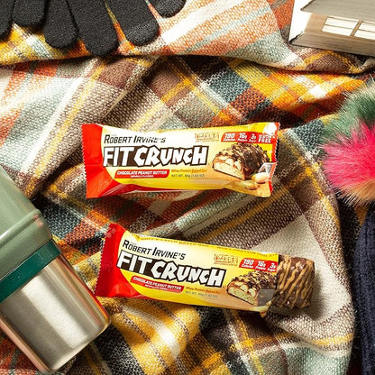 FITCRUNCH Snack Size Protein Bars, 6-Layer Baked Bar, 3g of Sugar, Gluten Free & Soft Cake Core (9 Bars, Chocolate Peanut Butter)