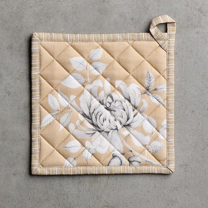 Maison d' Hermine Pot Holders 100% Cotton Heat Resistant Potholders 8" x 8" Hot Pads with Loop BBQ, Cooking, Baking, Grilling, Kitchen, Handling Hot Pans (Pack of 1, Pretty Autumn)