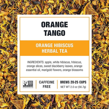 Tiesta Tea - Orange Tango, Loose Leaf, Orange Hibiscus Herbal Tea, Premium Non-Caffeinated Fruit Blend, Makes Hot or Iced & Up to 25 Cups, 2oz Resealable Pouch