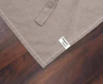 AMOUR INFINI Cotton Solid Aprons for Women with Pocket, Adjustable Strap and Waist Ties Washed Chef Aprons for Cooking, Baking and Gardening (Beige)