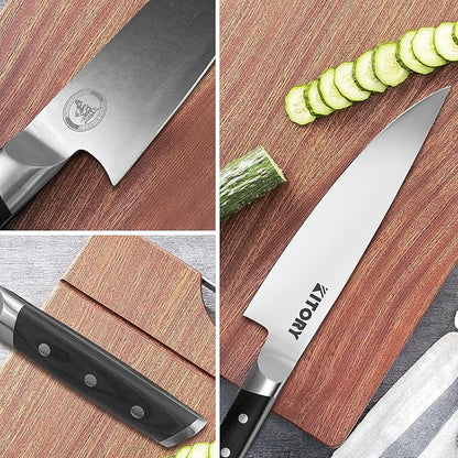 Kitory Chef Knife 8" - Full Tang Pro Kitchen Knife - Forged German High Carbon Steel - Full Tang Pakkawood Handle-Gift Box - Metadrop Series