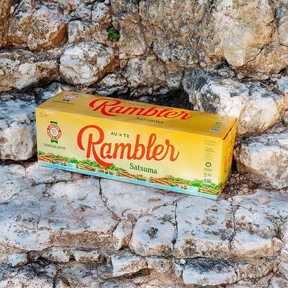 AUTX RAMBLER Sparkling Water, Texas Limestone Mineral Blend, Satsuma Flavor, 12-Ounce Cans, 12-Pack