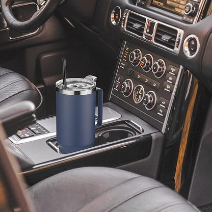HASLE OUTFITTERS 40 oz Stainless Steel Tumbler with Handle, Vacuum Insulated Tumblers Bulk, Reusable Double Wall Travel Coffee Mug, Durable Powder Coated Water Bottles(Navy, 8)