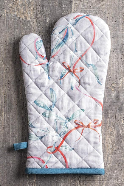 Maison d' Hermine Oven Gloves 100% Cotton Oven Mitt 7" x 13" with Loop Heat Resistant, BBQ, Cooking Gloves, Baking, Grilling, Kitchen, Handling Hot Pans (Pack of 1, Enora)