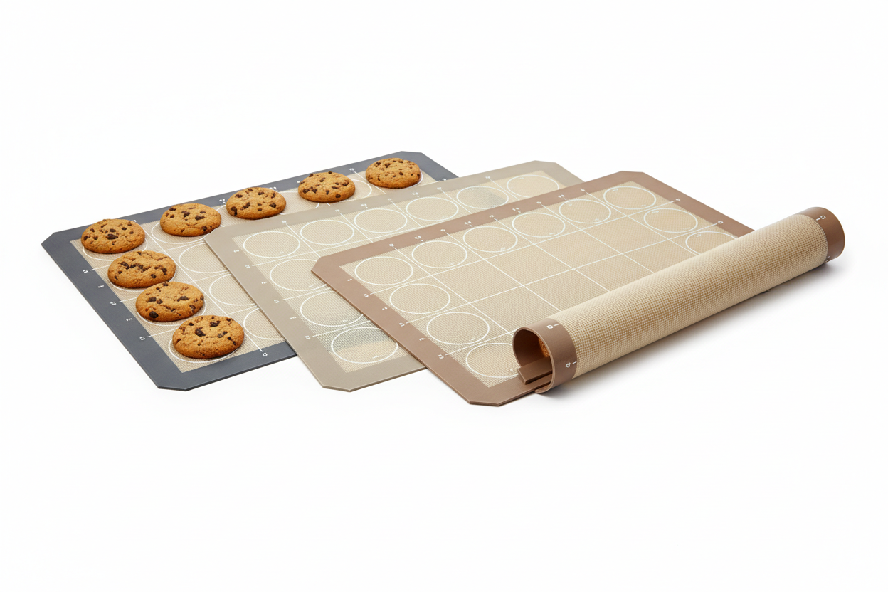 Silicone Baking Mat Set

Description: Say goodbye to sticky dough and burnt bottoms! Our Silicone Baking Mat Set provides a non-stick surface for cookies, pastries, and more. Reusable, easy to clean, and heat-resistant, it’s an eco-friendly essential for every home baker. (make it real photo)